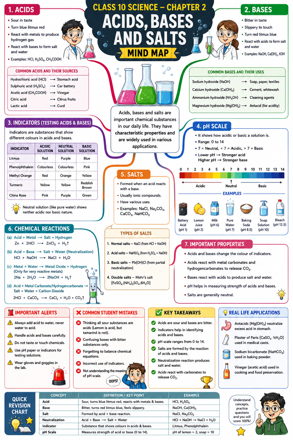 Class 10th Chapter- 2 Acids, Bases salts Mind Map by Toppers Area 